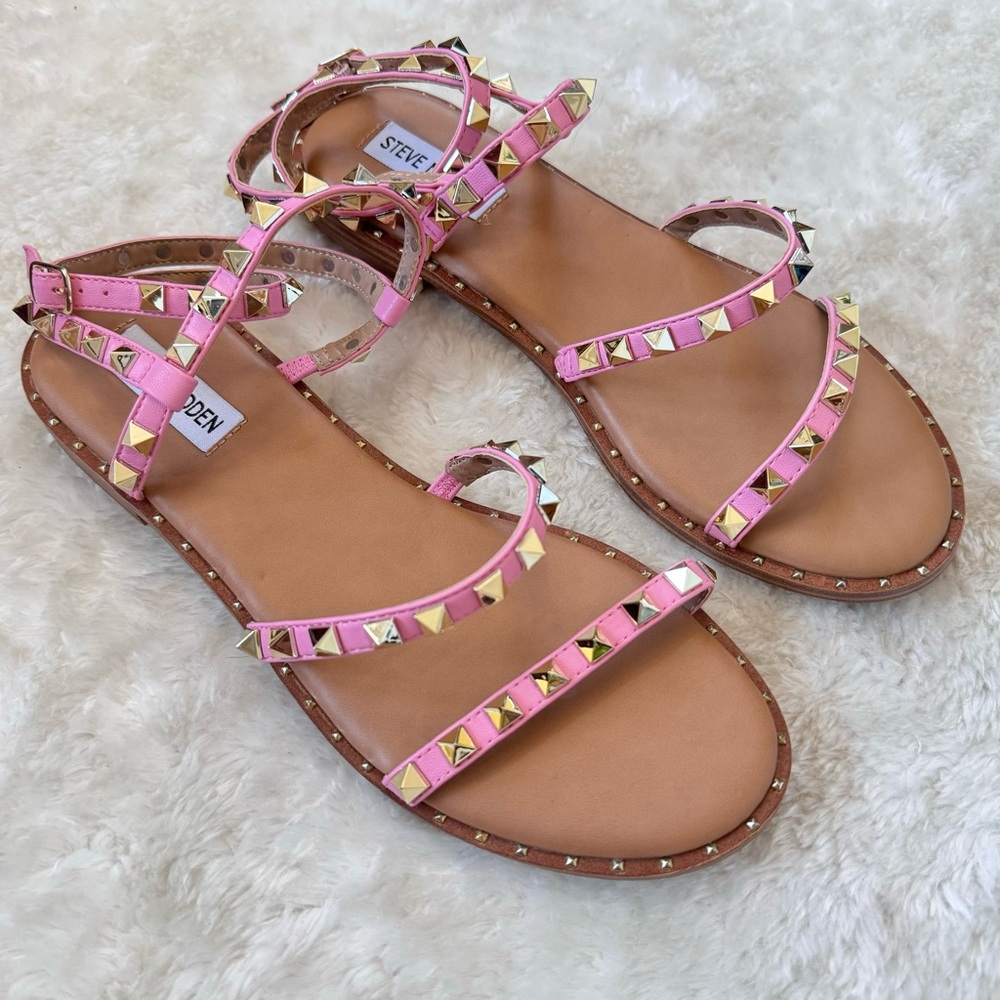Steve Madden Pink and Gold Studded Sandals